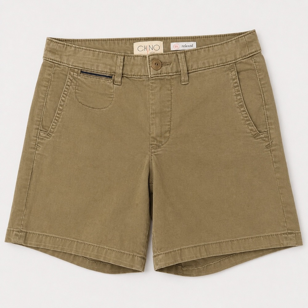 Anthropologie‎ Summer Classic Chino Relaxed Short Olive (25") NEW Soft Minimal